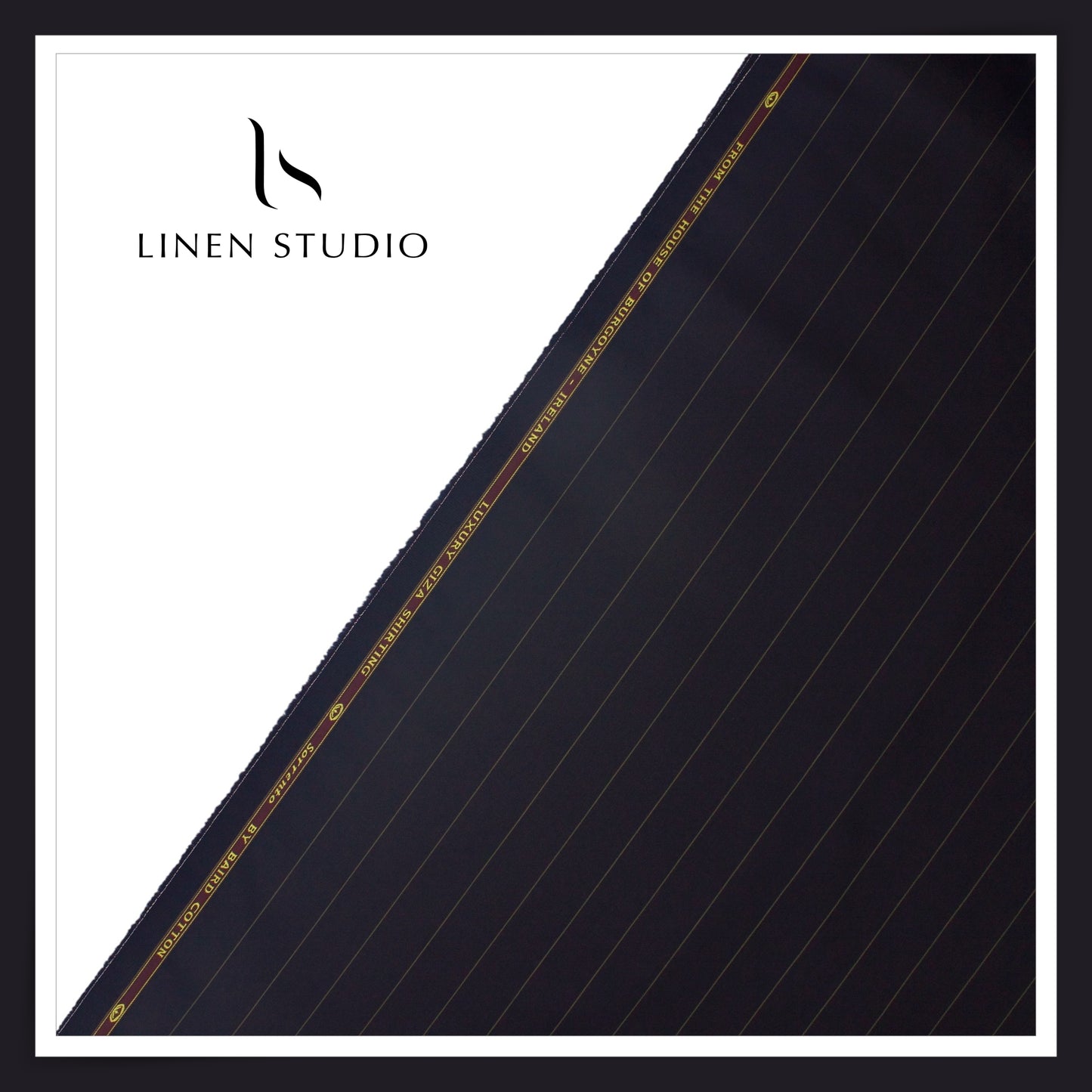 100% Finest Giza Cotton Shirting by Burgoyne - Thunder Blue Stripes (NEW) (Fastest Selling)