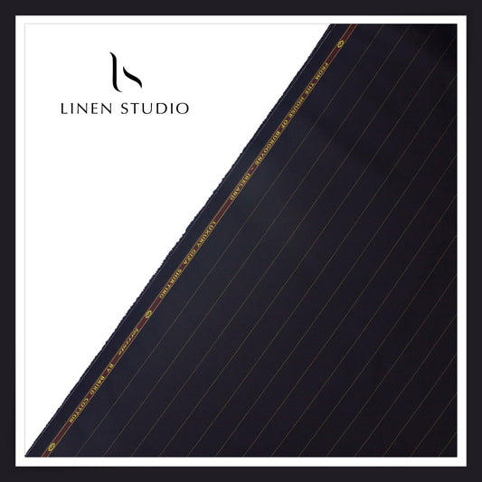 100% Finest Giza Cotton Shirting by Burgoyne - Thunder Blue Stripes (NEW) (Fastest Selling)