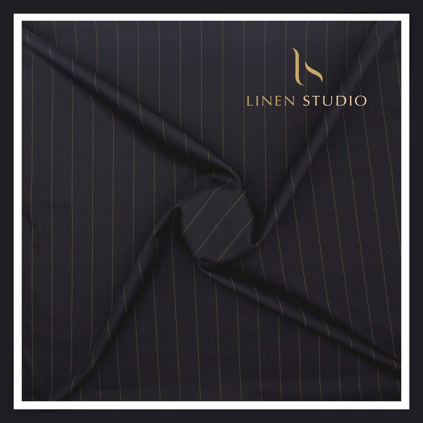 100% Finest Giza Cotton Shirting by Burgoyne - Thunder Blue Stripes (NEW) (Fastest Selling)
