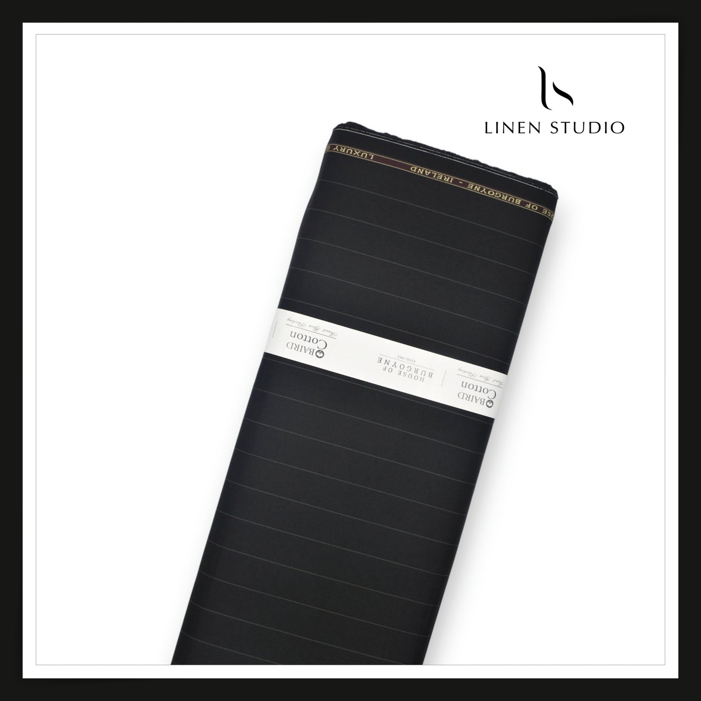 100% Finest Giza Cotton Shirting by Burgoyne - Black Stripes (NEW) (Fastest Selling)