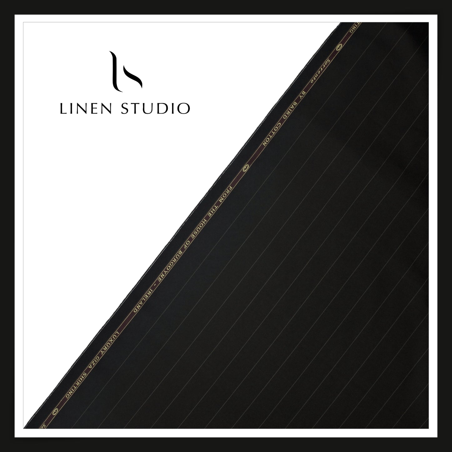 100% Finest Giza Cotton Shirting by Burgoyne - Black Stripes (NEW) (Fastest Selling)