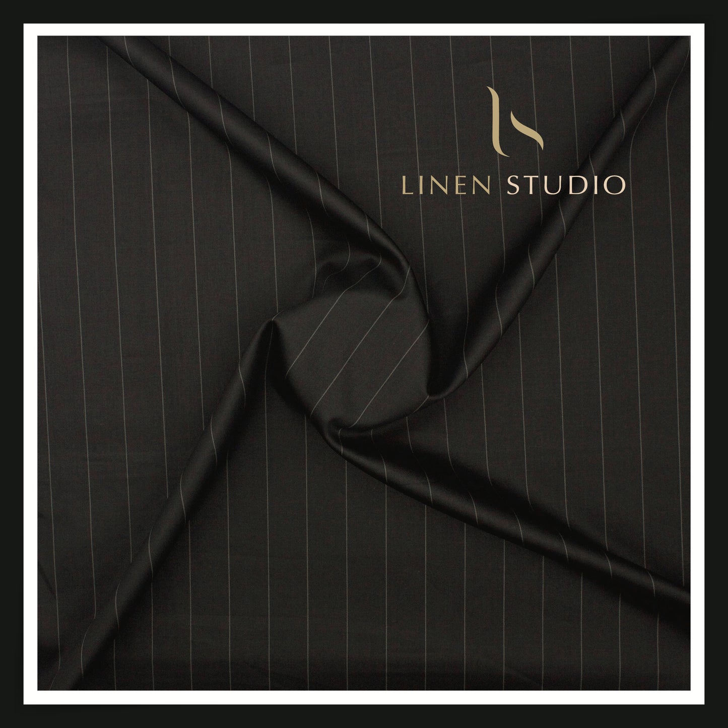 100% Finest Giza Cotton Shirting by Burgoyne - Black Stripes (NEW) (Fastest Selling)