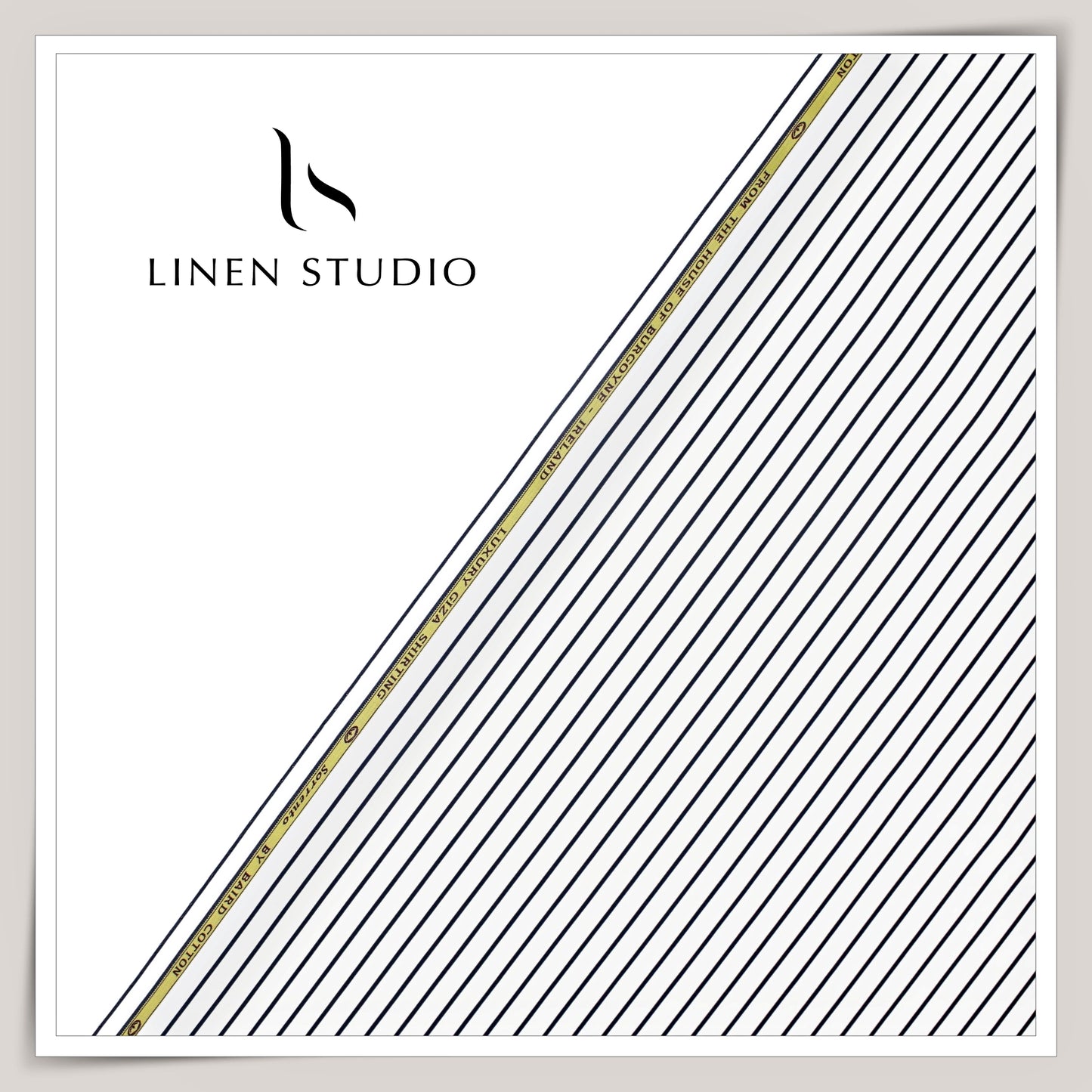 100% Finest Giza Cotton Shirting by Burgoyne - White with Black Stripes (NEW) (Fastest Selling)