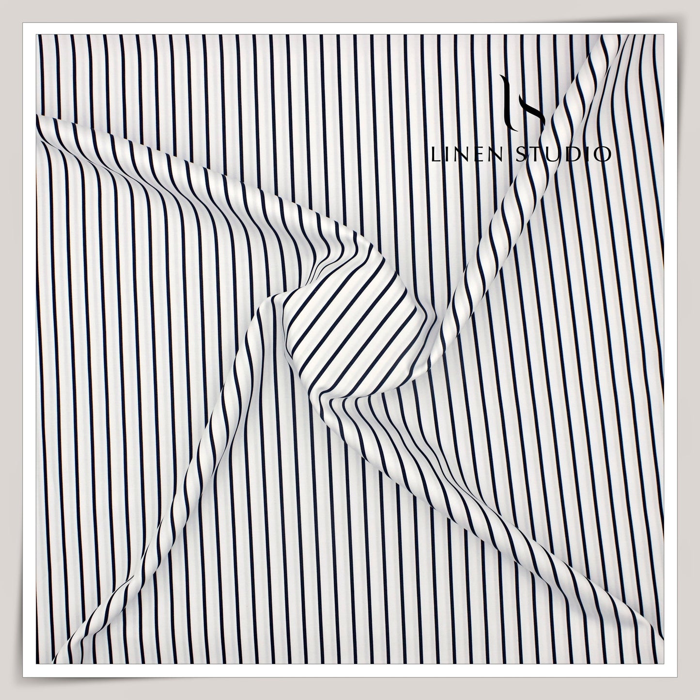 100% Finest Giza Cotton Shirting by Burgoyne - White with Black Stripes (NEW) (Fastest Selling)
