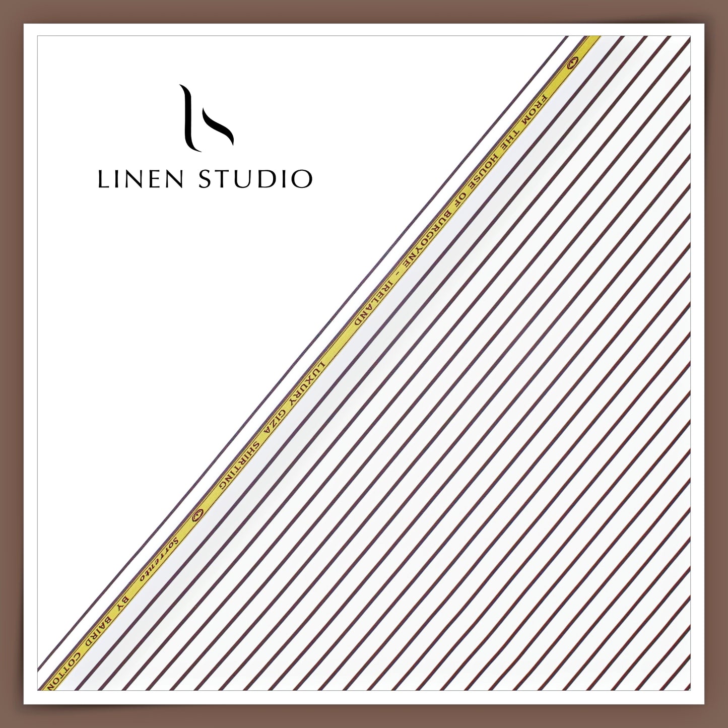 100% Finest Giza Cotton Shirting by Burgoyne - White with Brown Stripes (NEW) (Fastest Selling)
