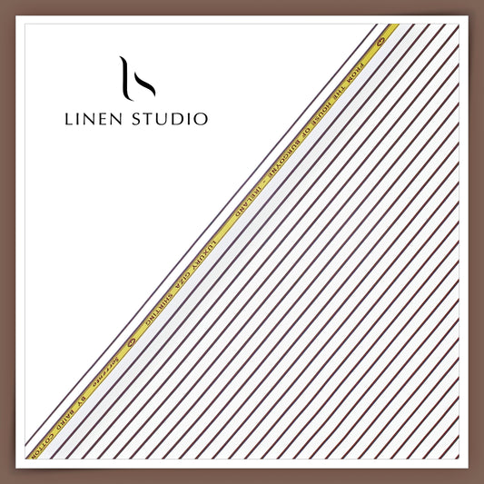 100% Finest Giza Cotton Shirting by Burgoyne - White with Brown Stripes (NEW) (Fastest Selling)