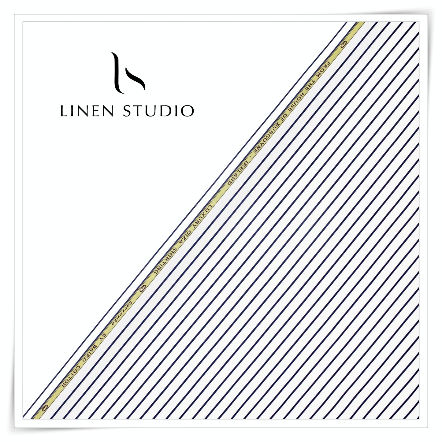 100% Finest Giza Cotton Shirting by Burgoyne - White with Blue Stripes (NEW) (Fastest Selling)