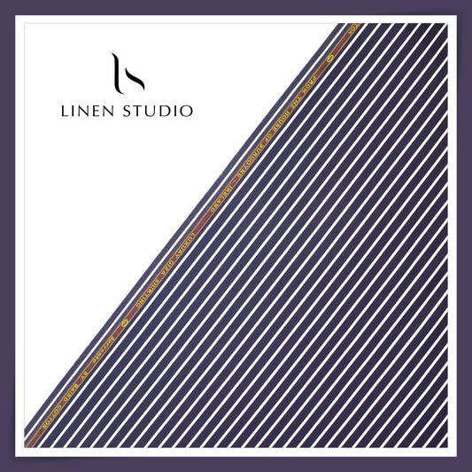 100% Finest Giza Cotton Shirting by Burgoyne - Gun Powder with White Stripes (NEW) (Fastest Selling)