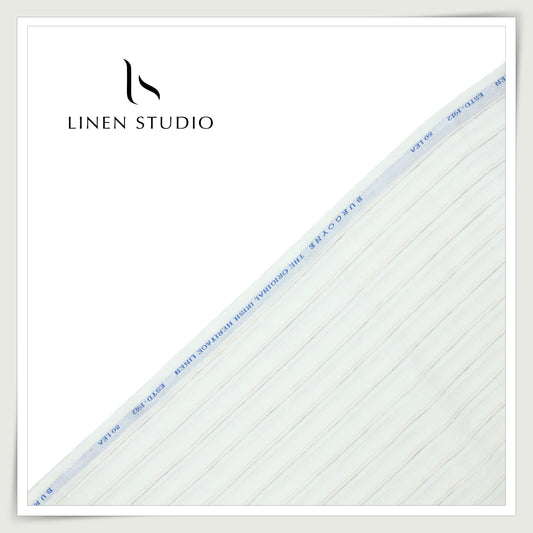 80 Lea Premium Shirting by Burgoyne - Off White Stripes (NEW)