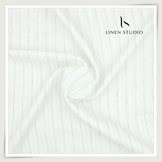 80 Lea Premium Shirting by Burgoyne - Off White Stripes (NEW)