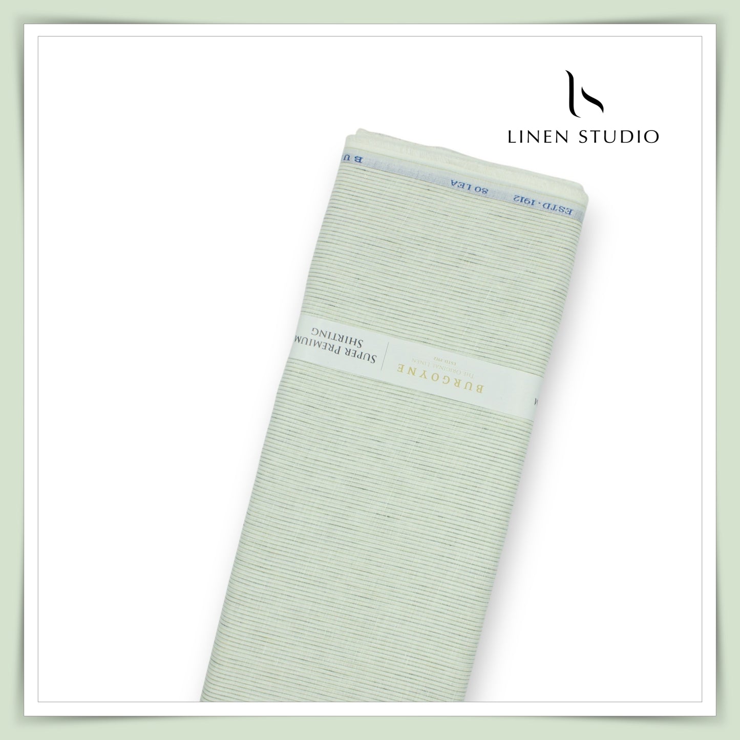80 Lea Premium Shirting by Burgoyne - Pastel Green Stripes (NEW)