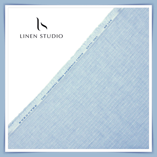 80 Lea Premium Shirting by Burgoyne - Glacier Blue Stripes (NEW)