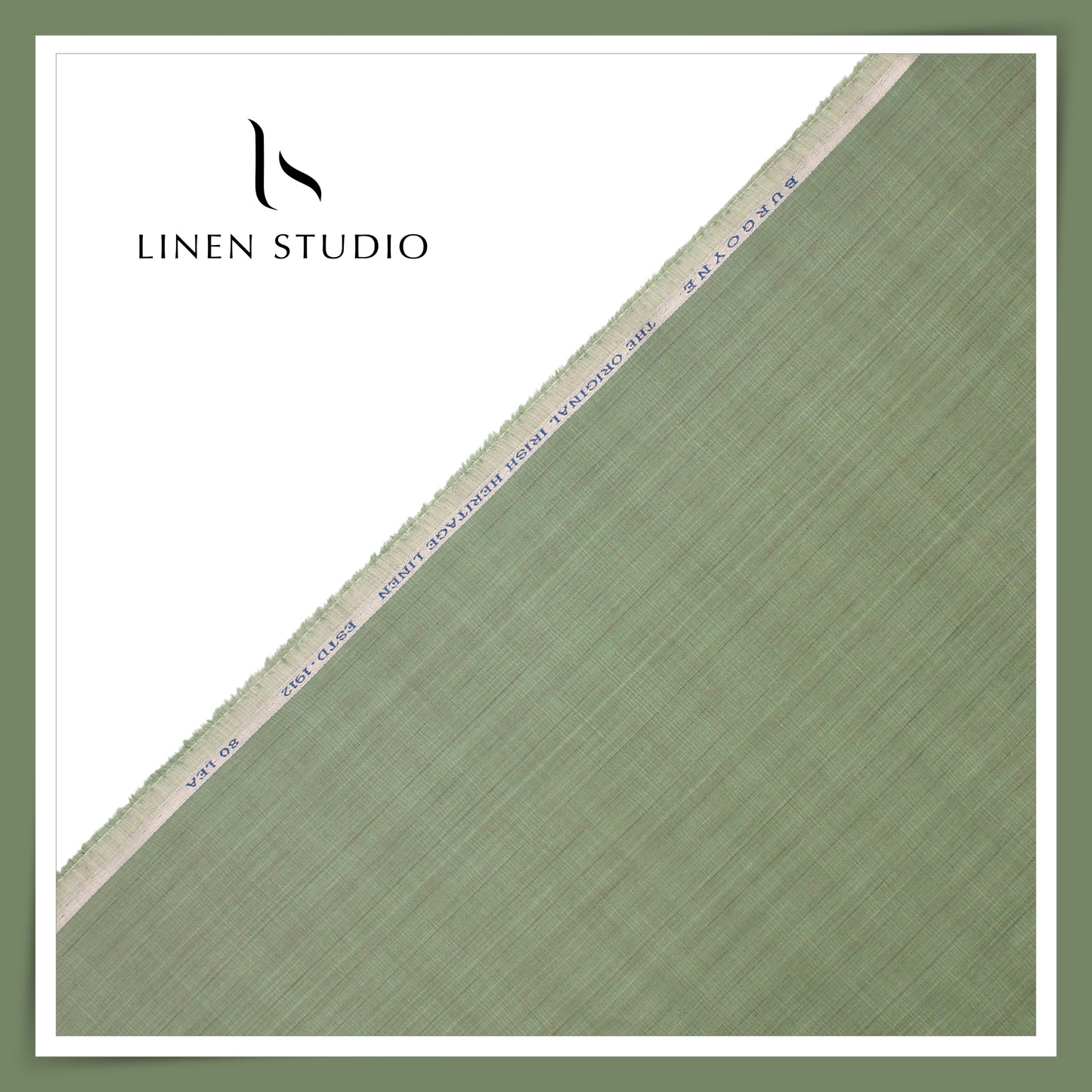 80 Lea Premium Shirting by Burgoyne - Sage Green Stripes (NEW)