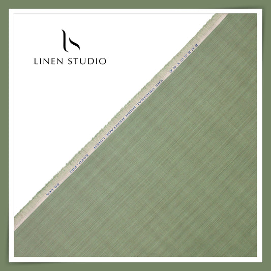 80 Lea Premium Shirting by Burgoyne - Sage Green Stripes (NEW)