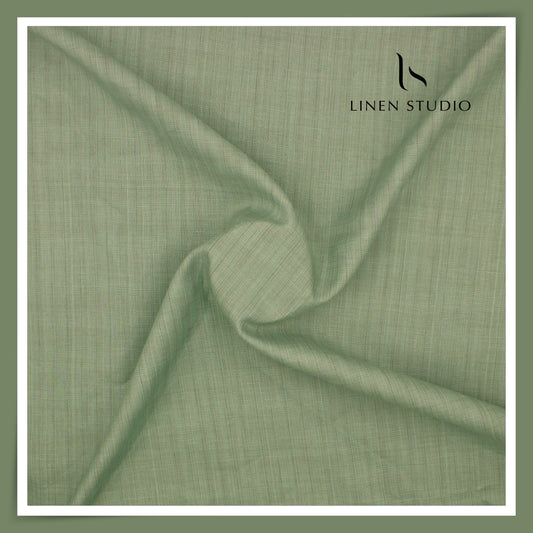 80 Lea Premium Shirting by Burgoyne - Sage Green Stripes (NEW)