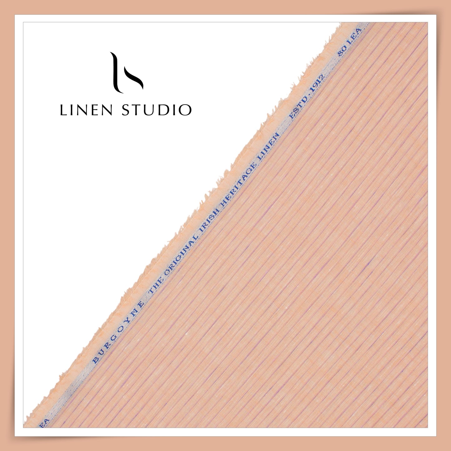 80 Lea Pure Linen Premium Shirting by Burgoyne - Orange Blush Stripes (NEW)