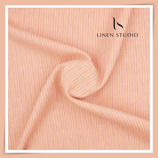 80 Lea Pure Linen Premium Shirting by Burgoyne - Orange Blush Stripes (NEW)