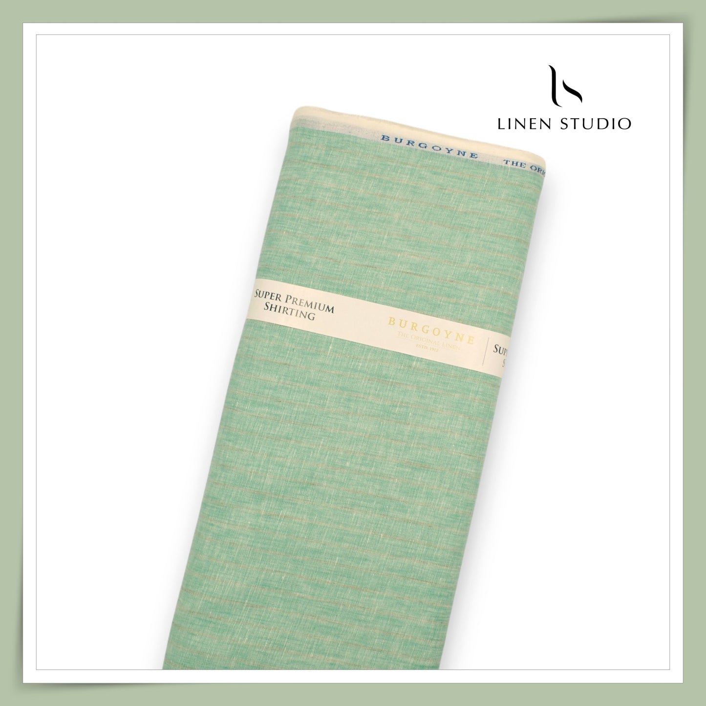 80 Lea Pure Linen Premium Shirting by Burgoyne - Spring Green Stripes (NEW)