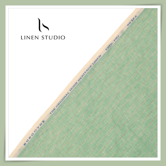 80 Lea Pure Linen Premium Shirting by Burgoyne - Spring Green Stripes (NEW)