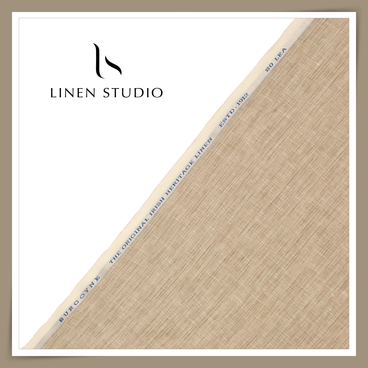 80 Lea Pure Linen Premium Shirting by Burgoyne - Beautiful Natural Stripes (NEW)