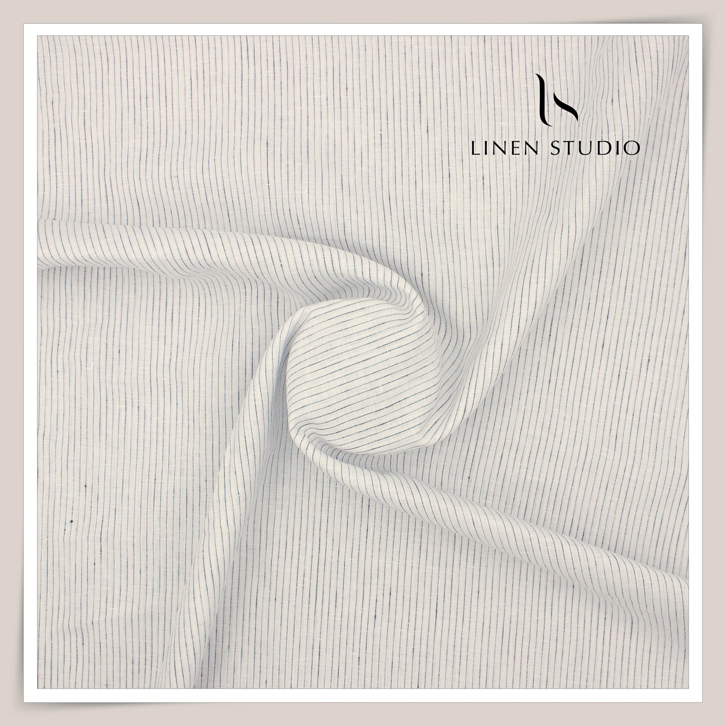 80 Lea Pure Linen Premium Shirting by Burgoyne - White with Broken Stripes (NEW)