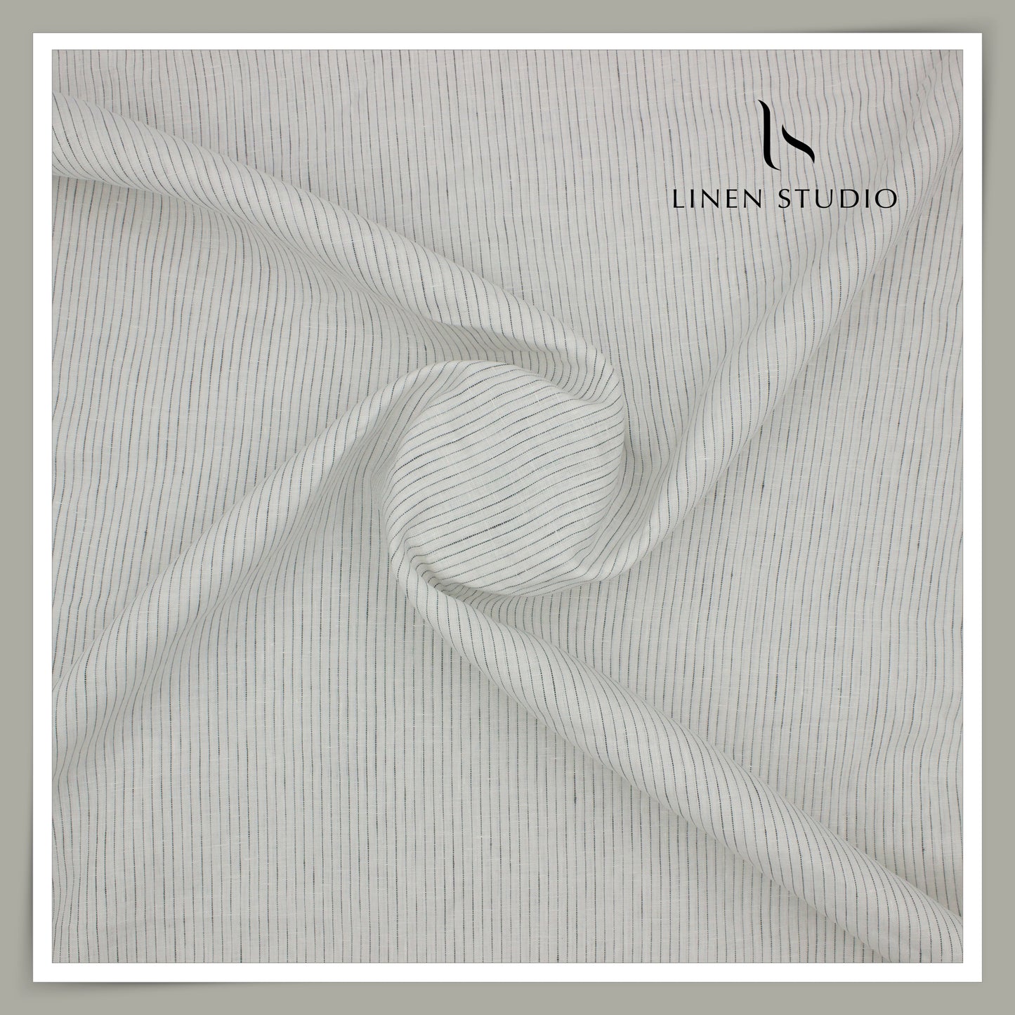 80 Lea Pure Linen Premium Shirting by Burgoyne - Off White with Broken Stripes (NEW)