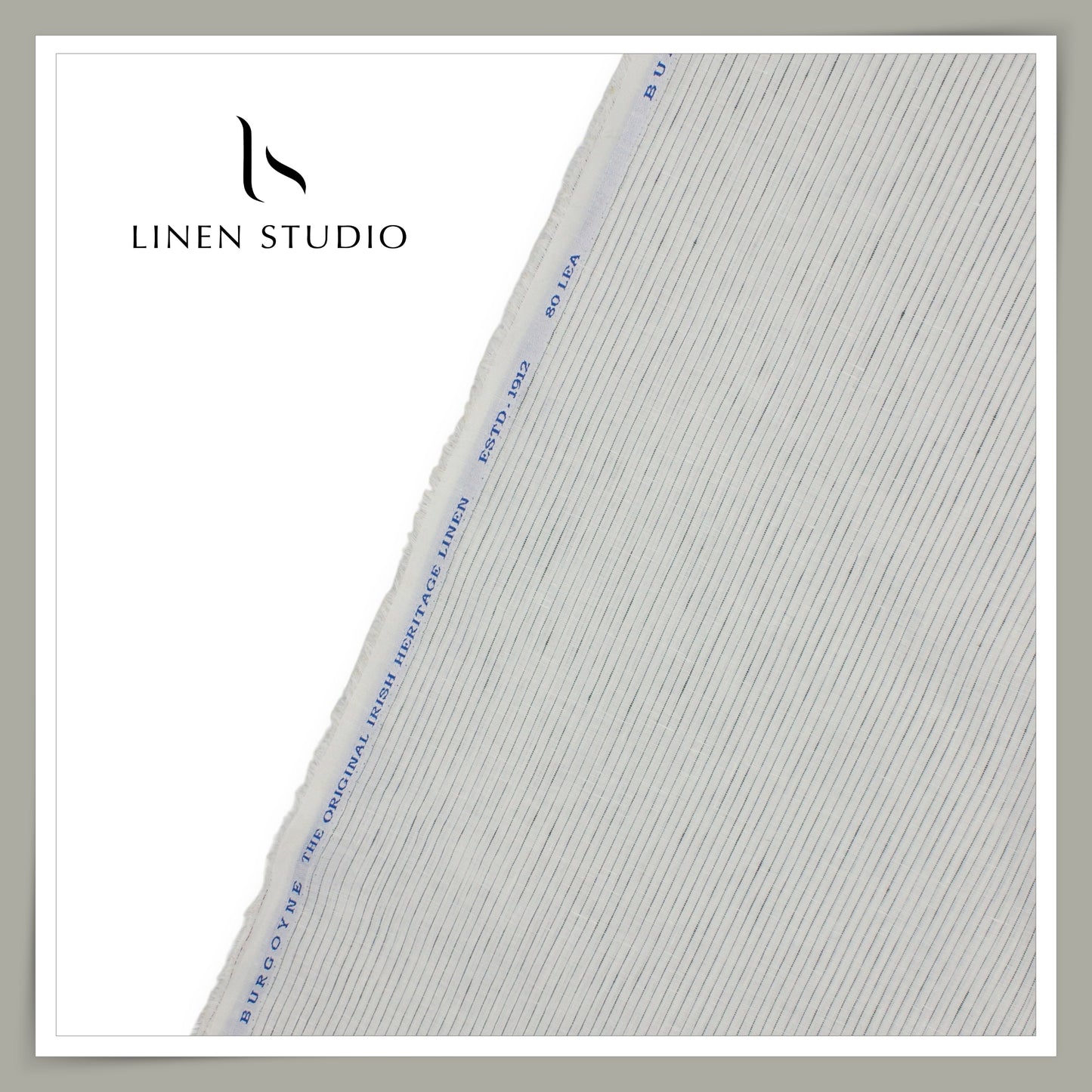 80 Lea Pure Linen Premium Shirting by Burgoyne - Off White with Broken Stripes (NEW)