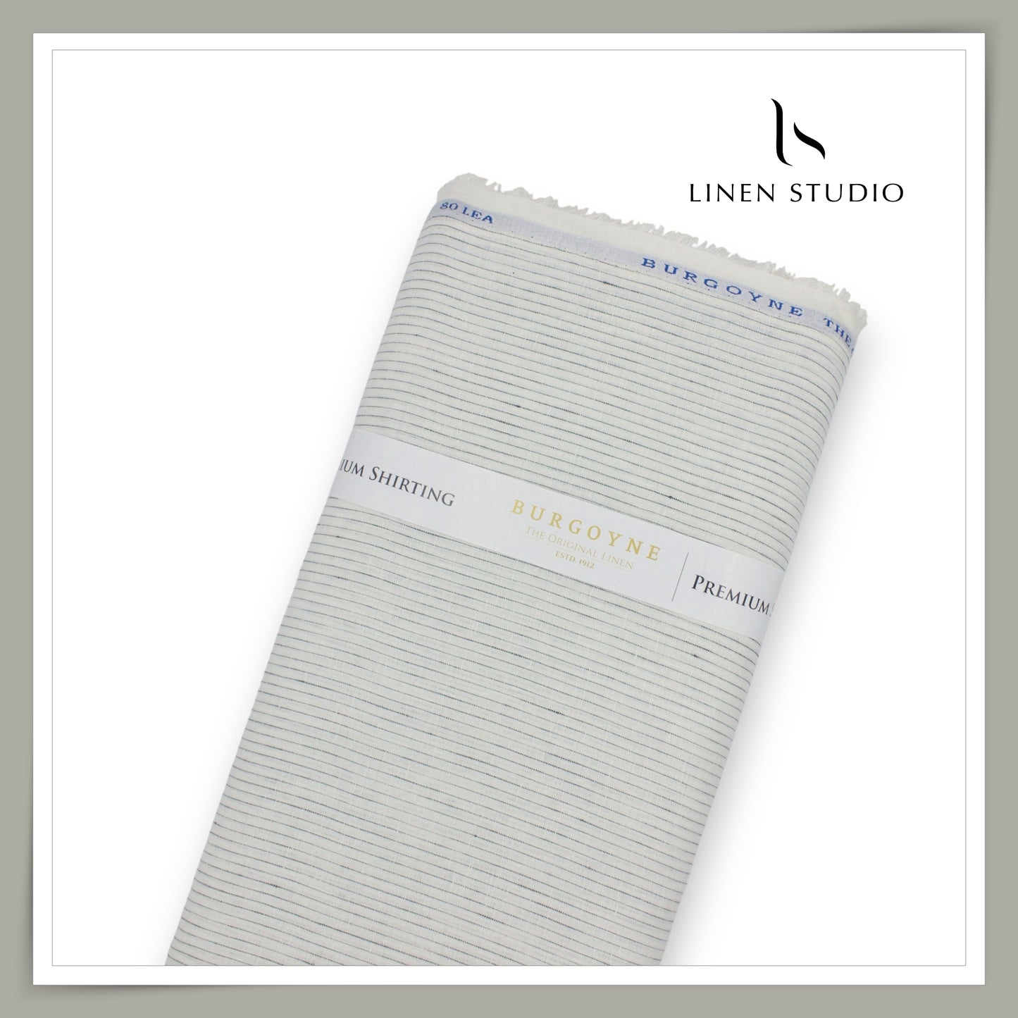 80 Lea Pure Linen Premium Shirting by Burgoyne - Off White with Broken Stripes (NEW)