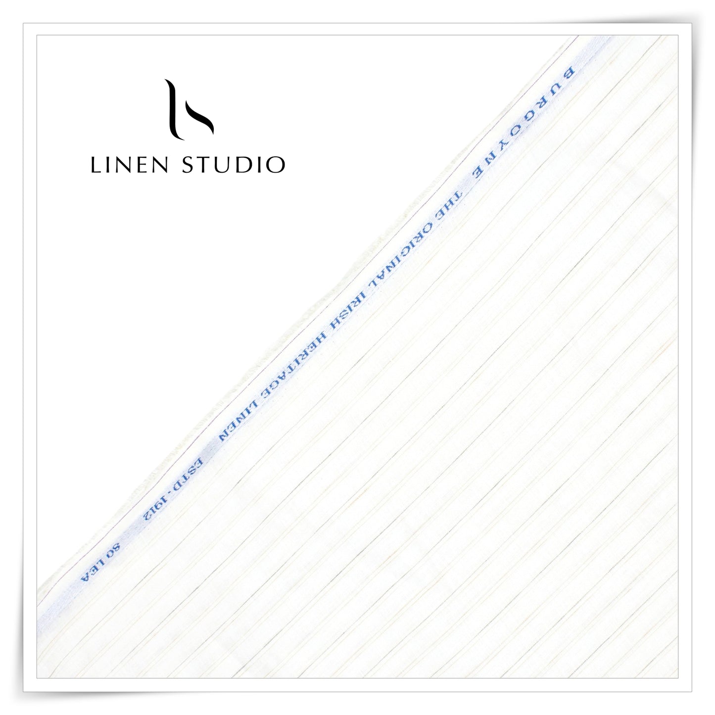 Burgoyne 80 Lea Luxury Shirting - White with Stripes