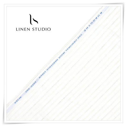 Burgoyne 80 Lea Luxury Shirting - White with Stripes