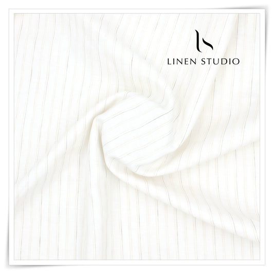 Burgoyne 80 Lea Luxury Shirting - White with Stripes