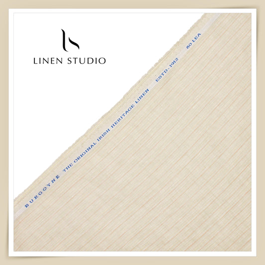Burgoyne 80 Lea Luxury Shirting - Biscuit with Stripes