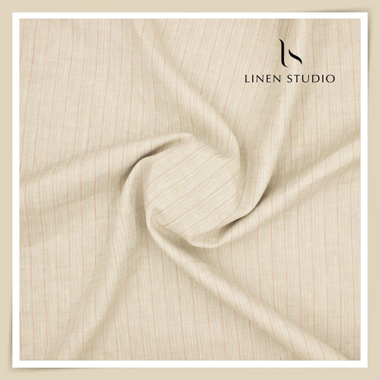 Burgoyne 80 Lea Luxury Shirting - Biscuit with Stripes