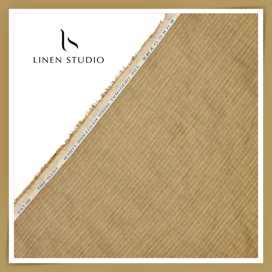 Burgoyne 80 Lea Luxury Shirting - Khaki with Stripes