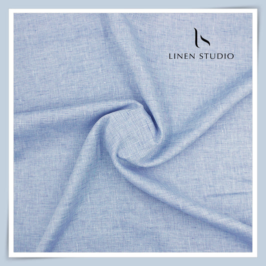 Burgoyne Premium Linen 70 Lea Textured Plain Shirting - Carolina Blue (NEW)