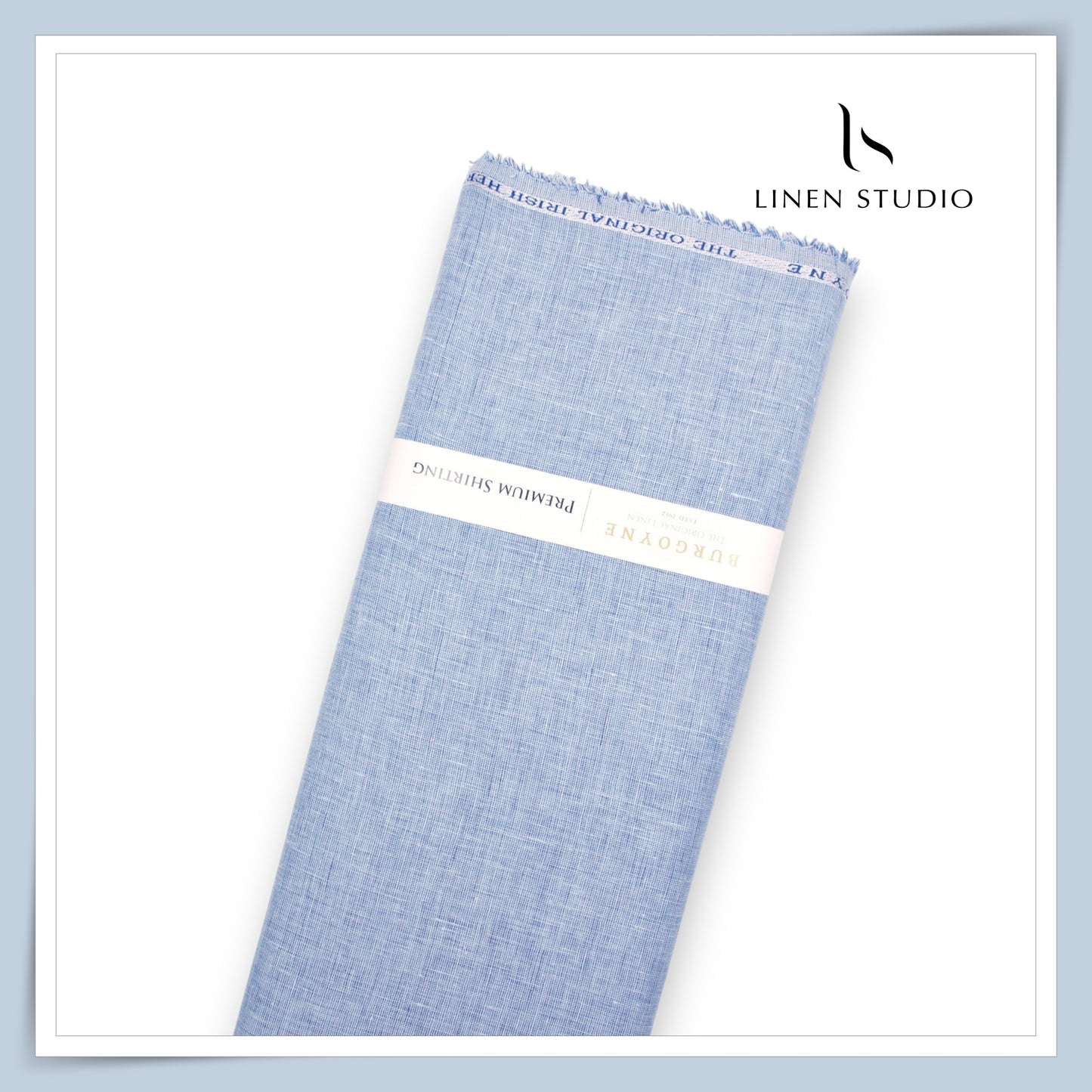 Burgoyne Premium Linen 70 Lea Textured Plain Shirting - Carolina Blue (NEW)