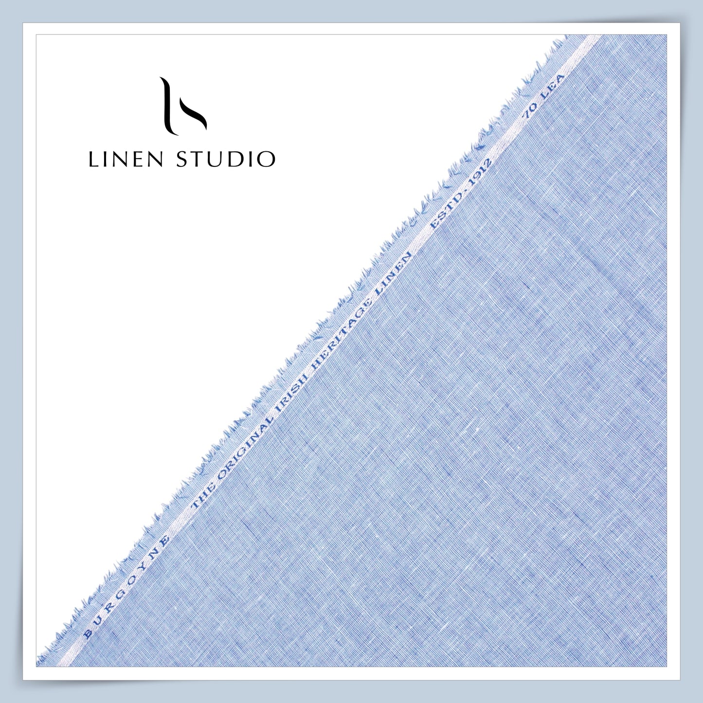 Burgoyne Premium Linen 70 Lea Textured Plain Shirting - Carolina Blue (NEW)