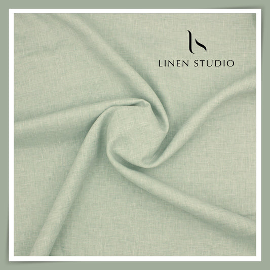 Burgoyne Premium Linen 70 Lea Textured Plain Shirting - Spring Green (NEW)