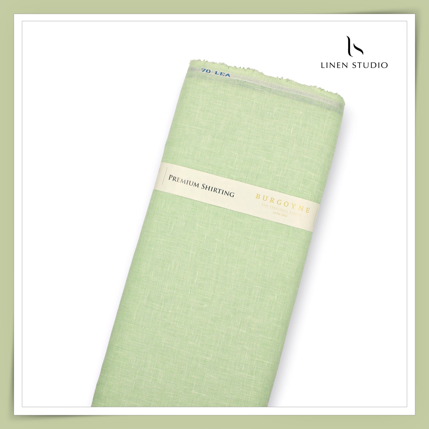 Burgoyne Premium Linen 70 Lea Textured Plain Shirting - Mist Green (NEW)