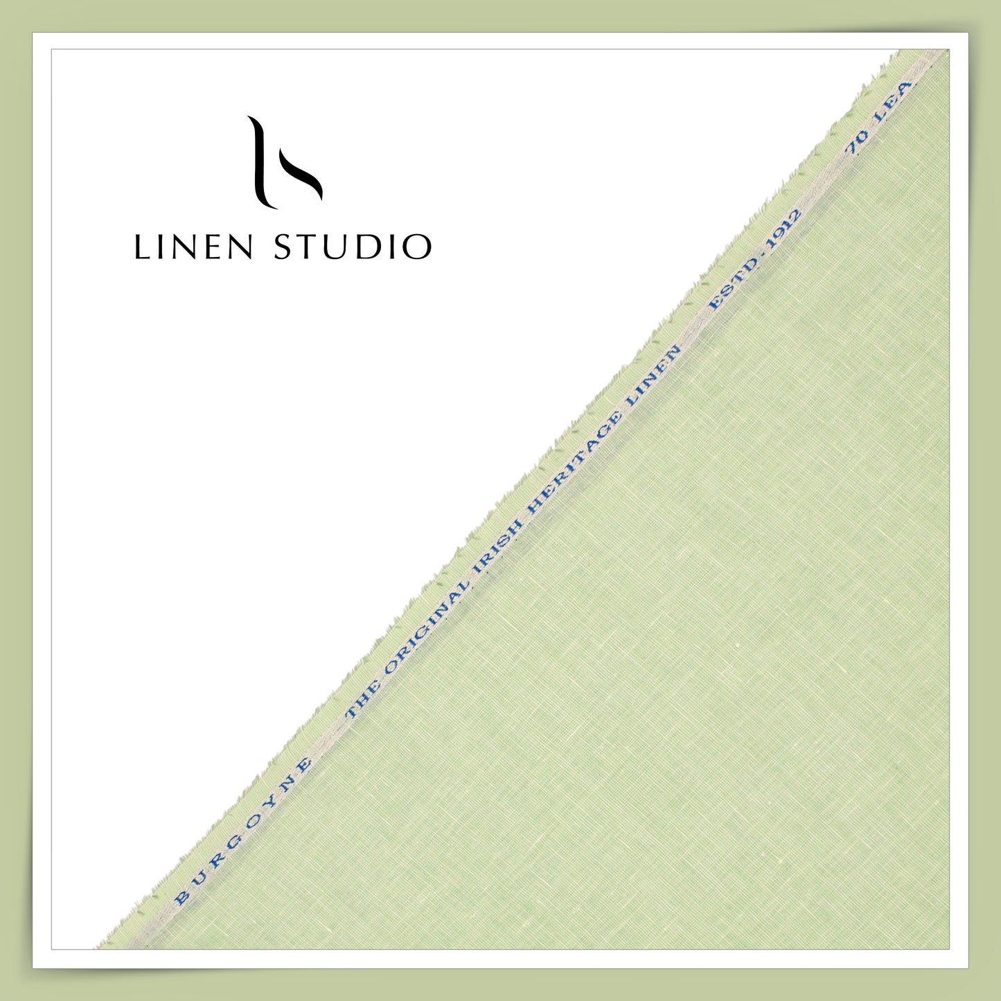 Burgoyne Premium Linen 70 Lea Textured Plain Shirting - Mist Green (NEW)