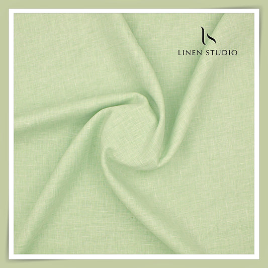 Burgoyne Premium Linen 70 Lea Textured Plain Shirting - Mist Green (NEW)