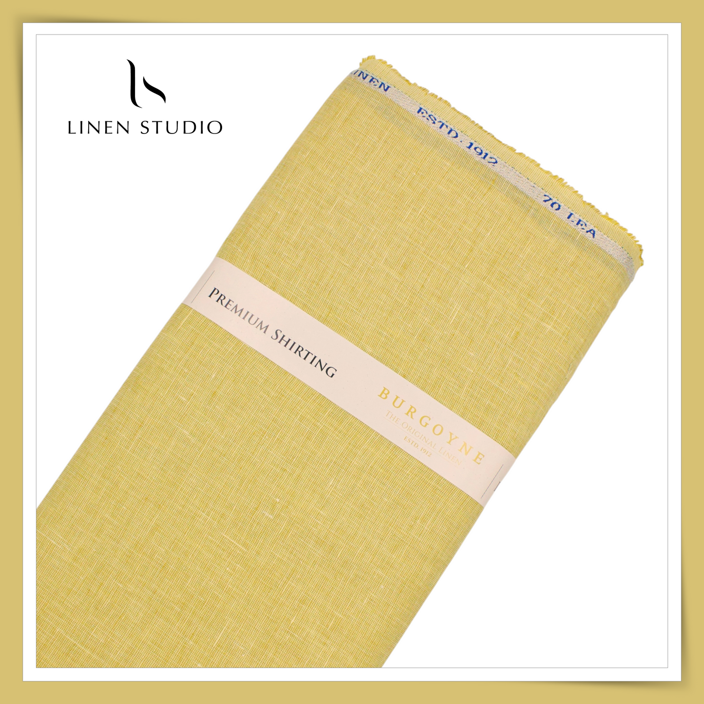 Burgoyne Premium Linen 70 Lea Textured Plain Shirting - Harvest Gold (NEW)