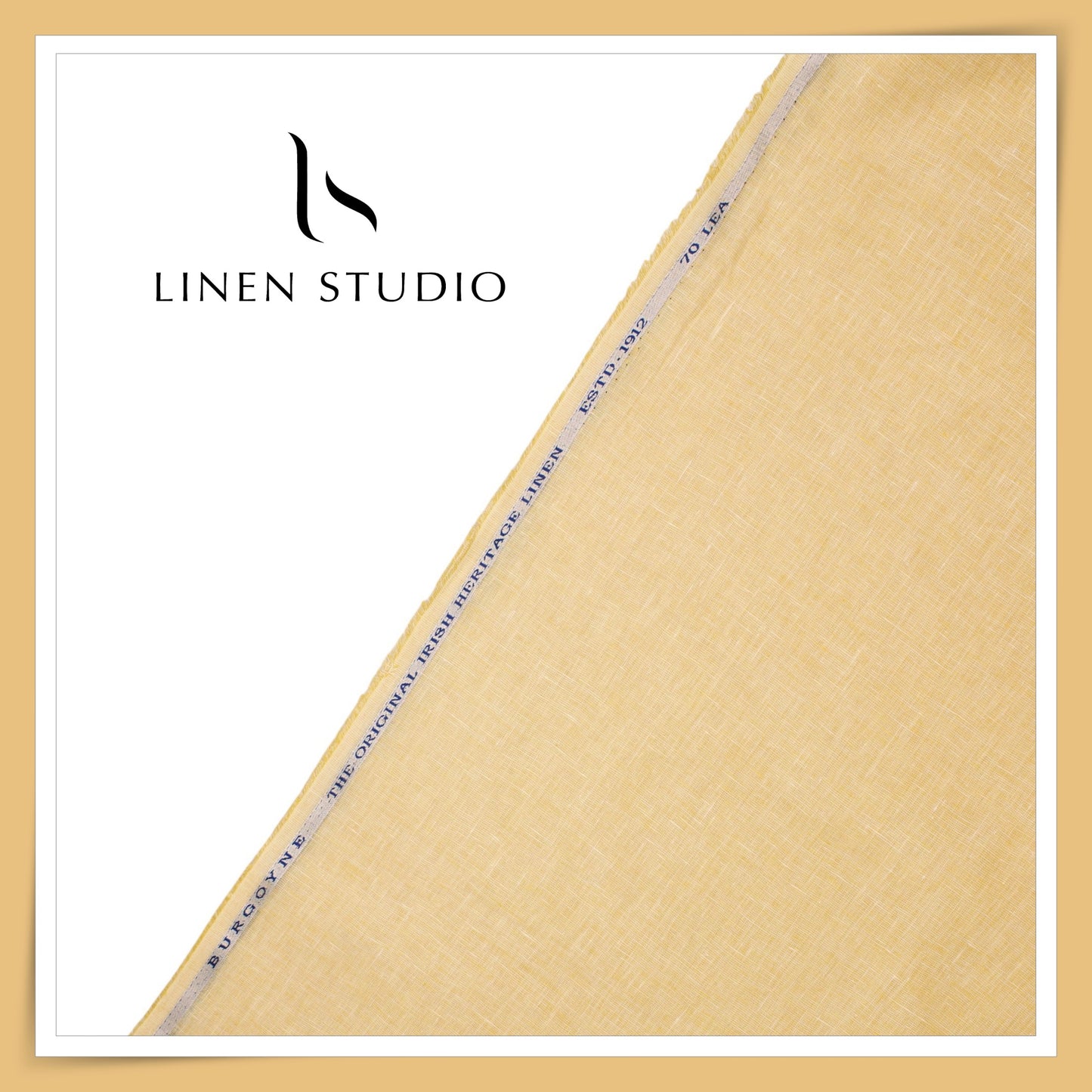Burgoyne Premium Linen 70 Lea Textured Plain Shirting - Kesar Yellow (NEW)
