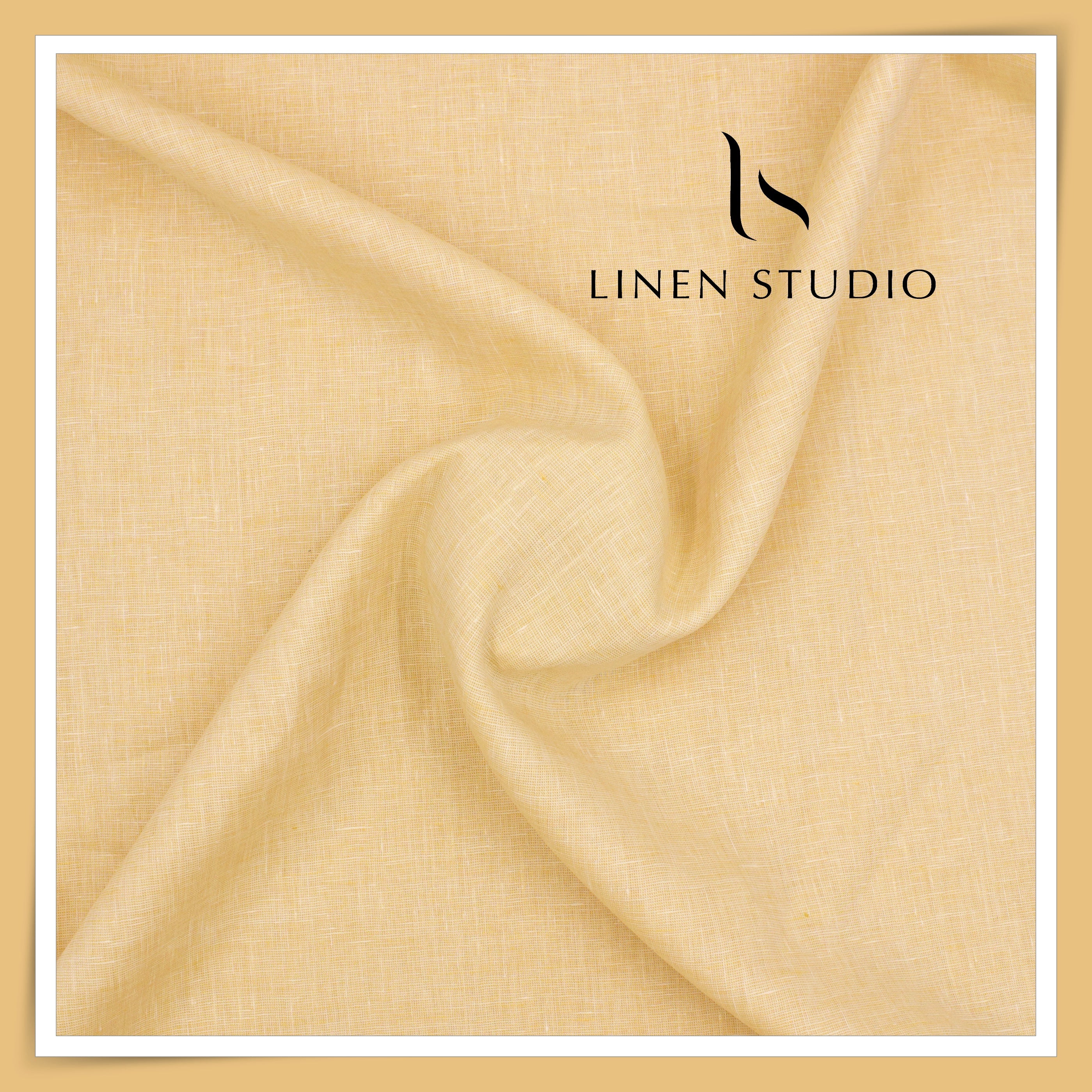 Burgoyne Premium Linen 70 Lea Textured Plain Shirting - Kesar Yellow ...