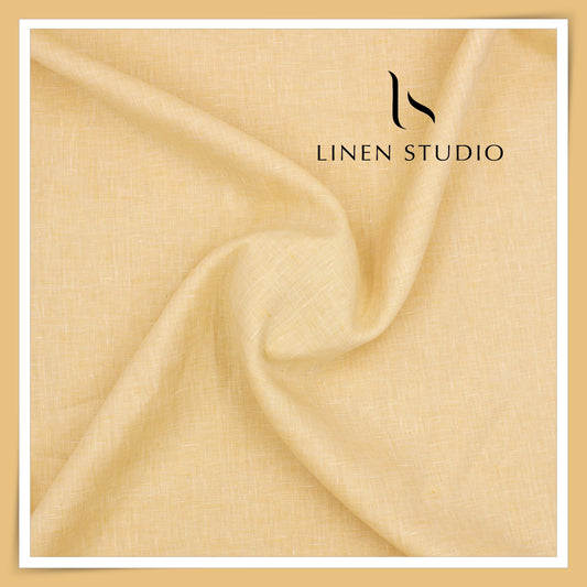 Burgoyne Premium Linen 70 Lea Textured Plain Shirting - Kesar Yellow (NEW)