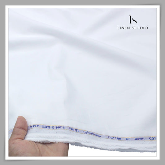 2/140's Finest Supima Cotton Shirting by Burgoyne Ireland - Plain White (NEW) (Highest Quality)