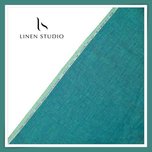 Burgoyne 70 Lea Linen Two Tone Shirting WAVE - Aqua Green (NEW)
