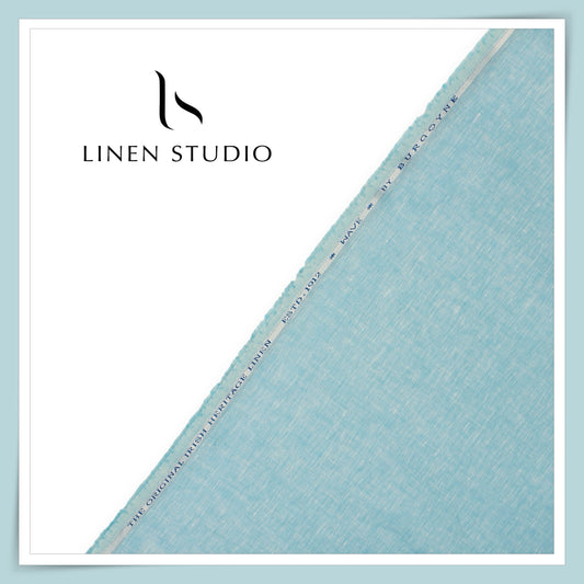 Burgoyne 70 Lea Linen Two Tone Shirting WAVE - Powder Blue (NEW)
