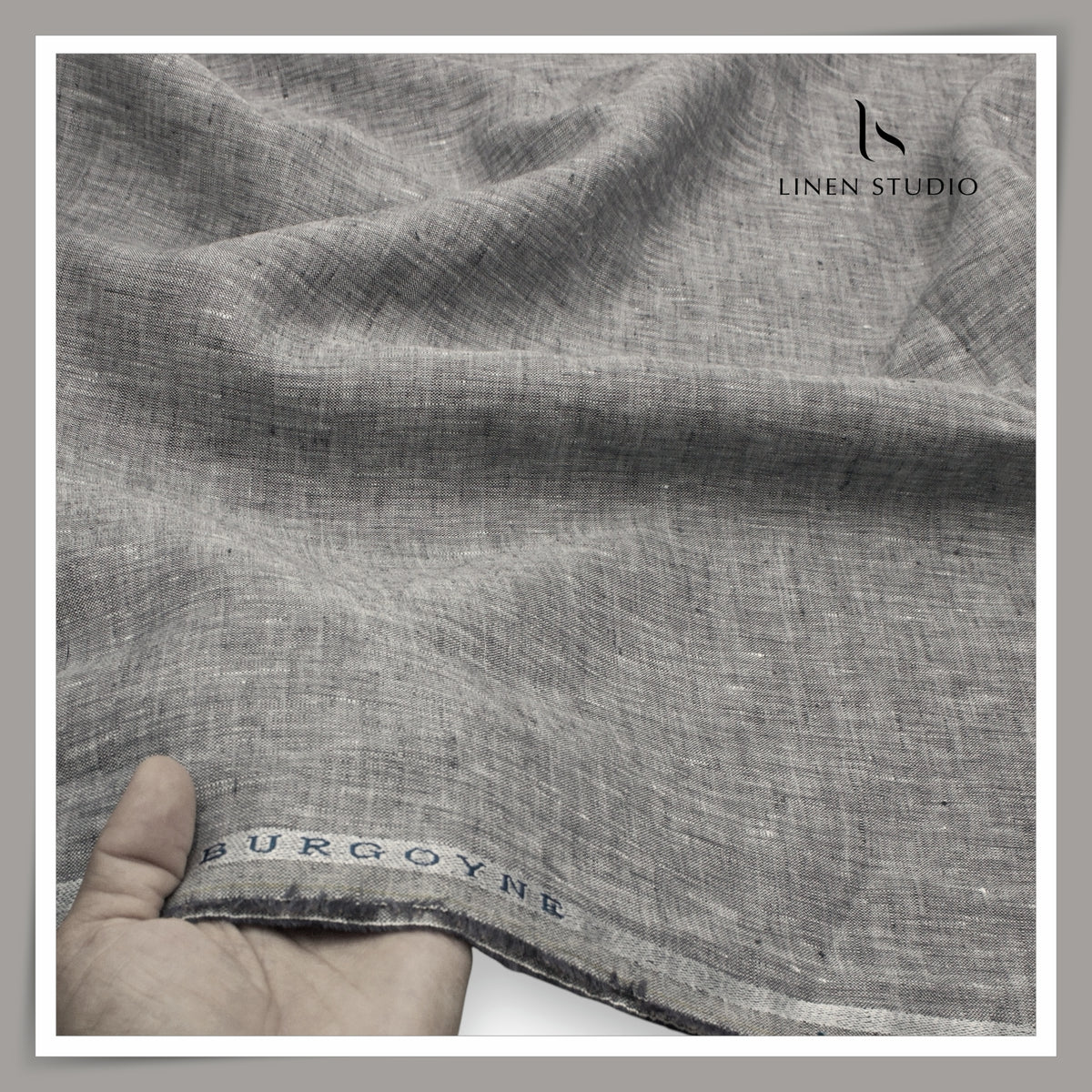 Burgoyne 70 Lea Linen Two Tone Shirting WAVE - Graphite Grey (NEW)
