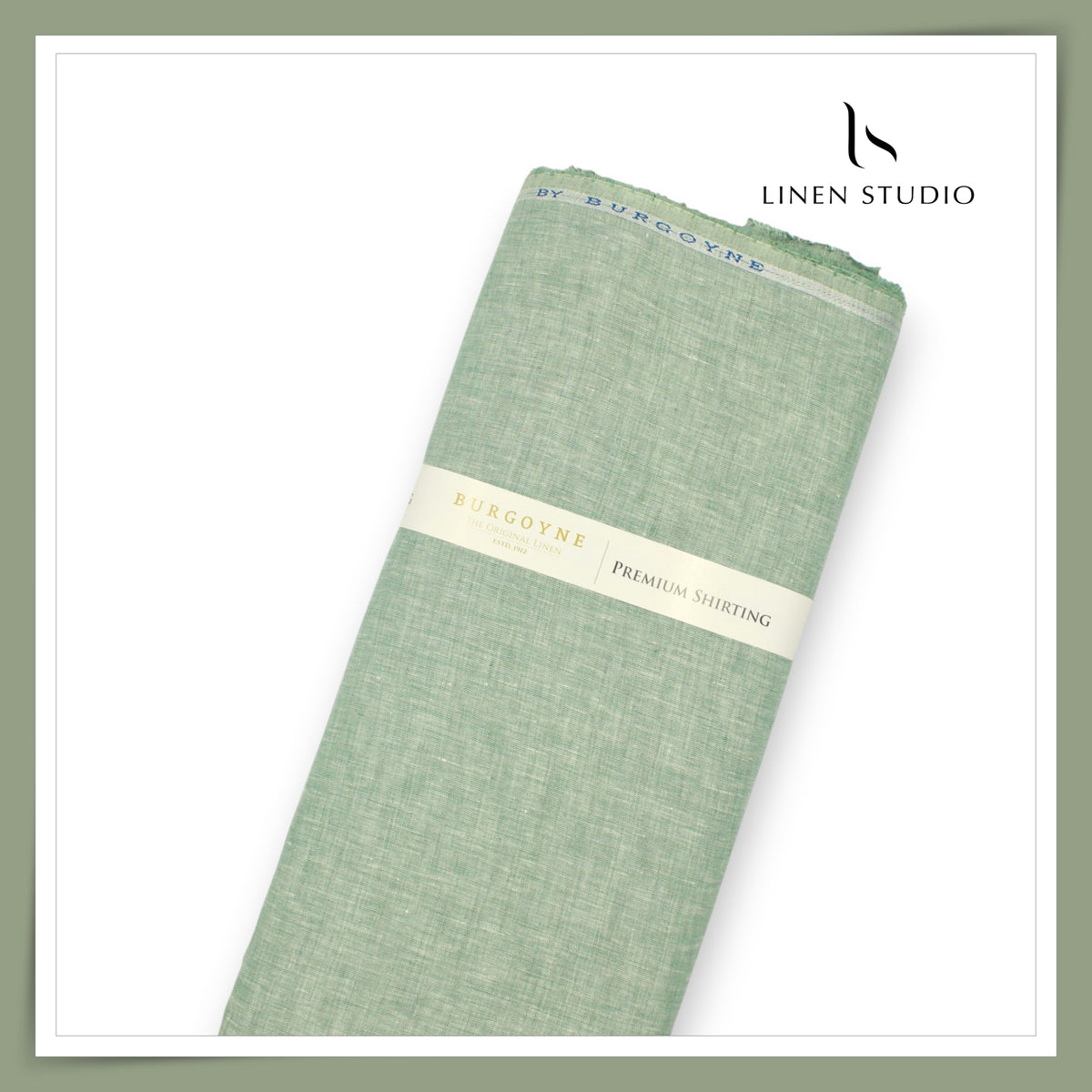 Burgoyne 70 Lea Linen Two Tone Shirting WAVE - Pale Sage  (NEW)